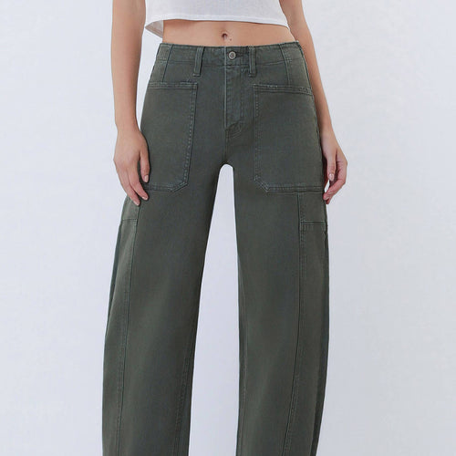Grüne Barrel Leg Jeans