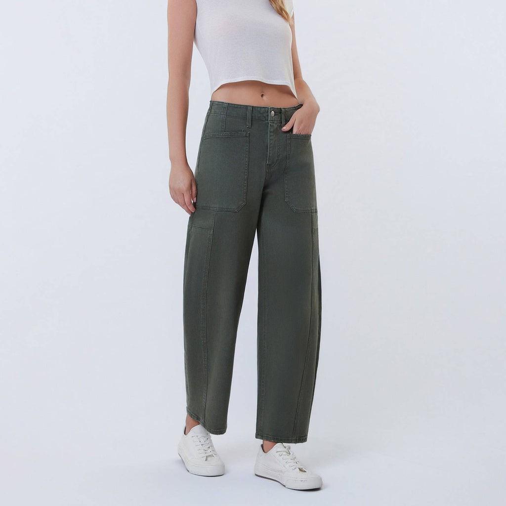 Grüne Barrel Leg Jeans