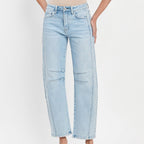 High Waist Jeans Mit Barrel Leg Und Heller Waschung