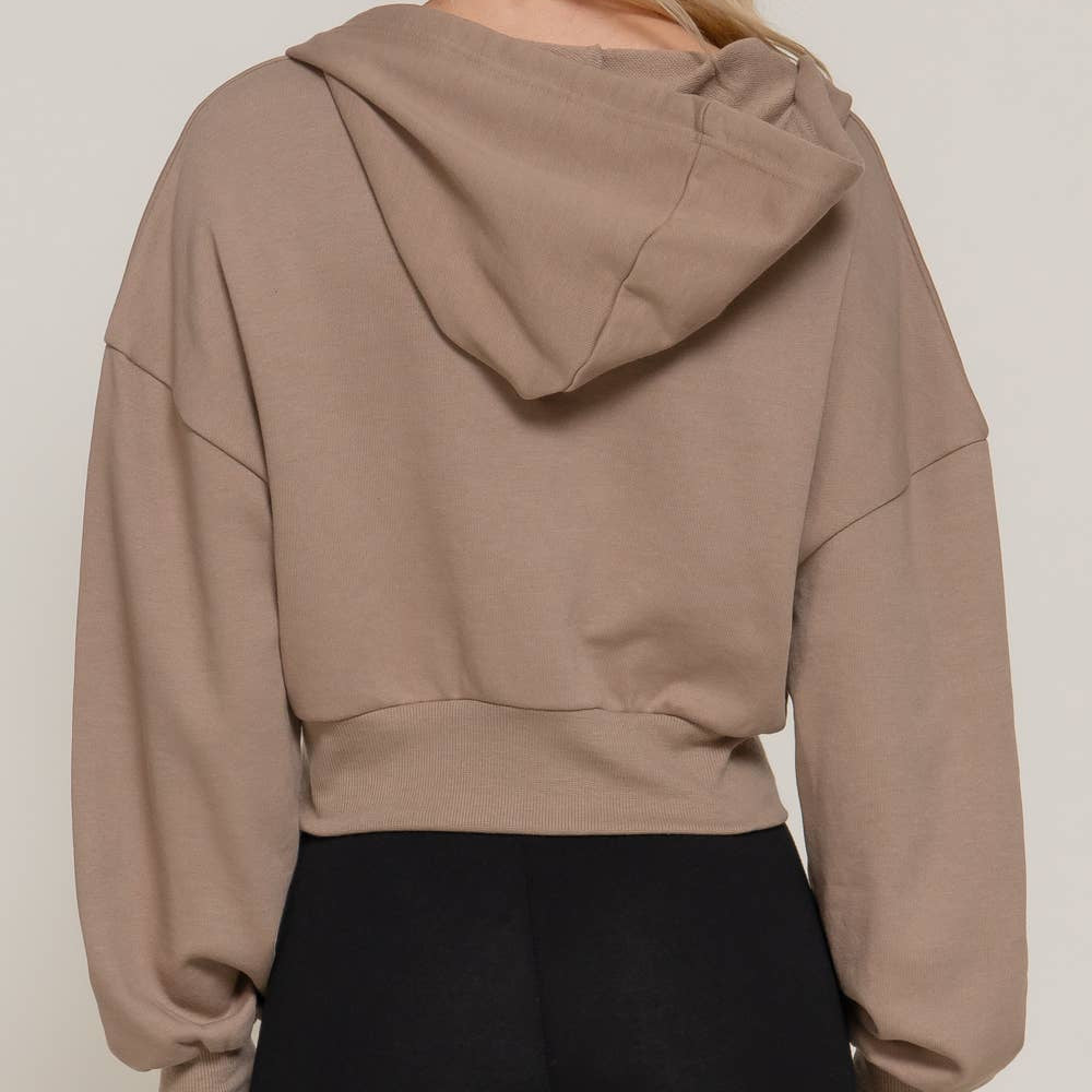 Kapuzenjacke aus French Terry mit Reißverschluss und langen Ärmeln