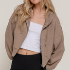Kapuzenjacke aus French Terry mit Reißverschluss und langen Ärmeln