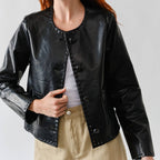 Kunstlederjacke Mit Peitschenstichnaht