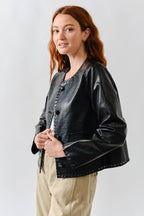 Kunstlederjacke Mit Peitschenstichnaht