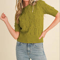 Kurzärmeliger Popcorn Pullover in Kiwi