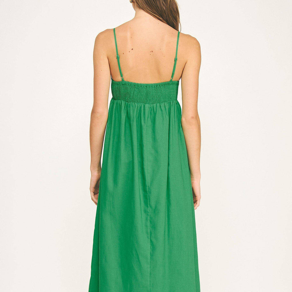 Mittellanges Trägerloses Leinenkleid Mit Ziersteppnähten